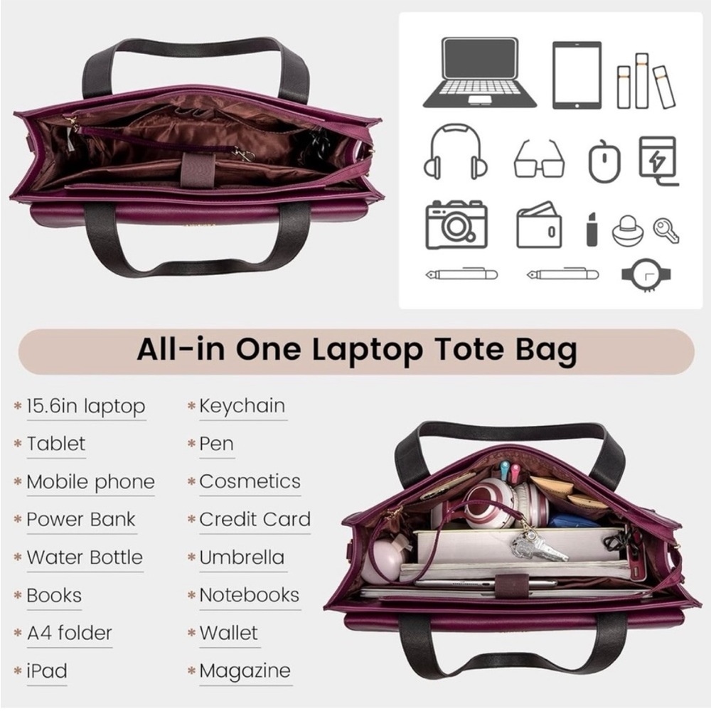 Lovevook Burgundy and Black Women's Lap Too Bag - Picture 8 of 10
